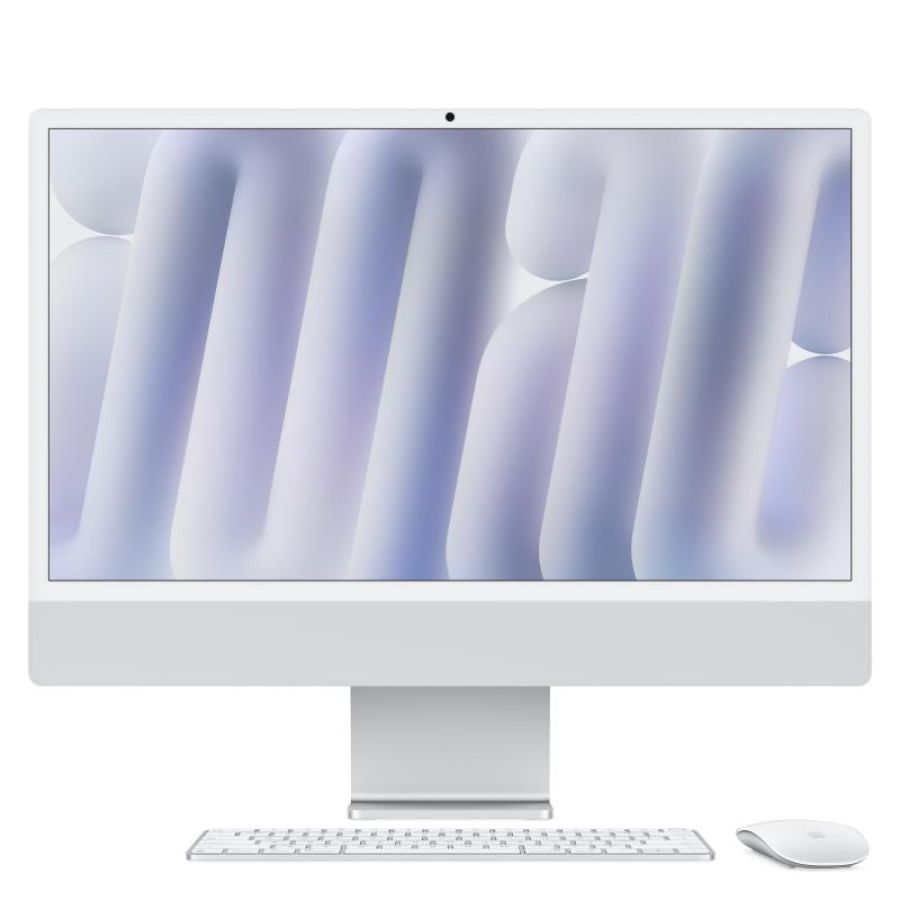Imac 24 con display retina 4 5k: chip apple m4 con cpu 10-core e gpu 10-core 16gb 256gb ssd - argento