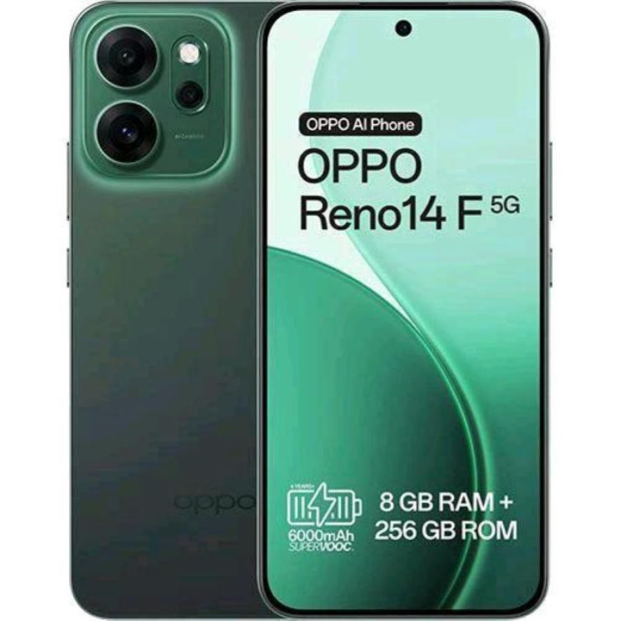 Oppo reno 14f 5g dual sim 6.57 octa core 256gb ram 8gb 5g tim luminous green