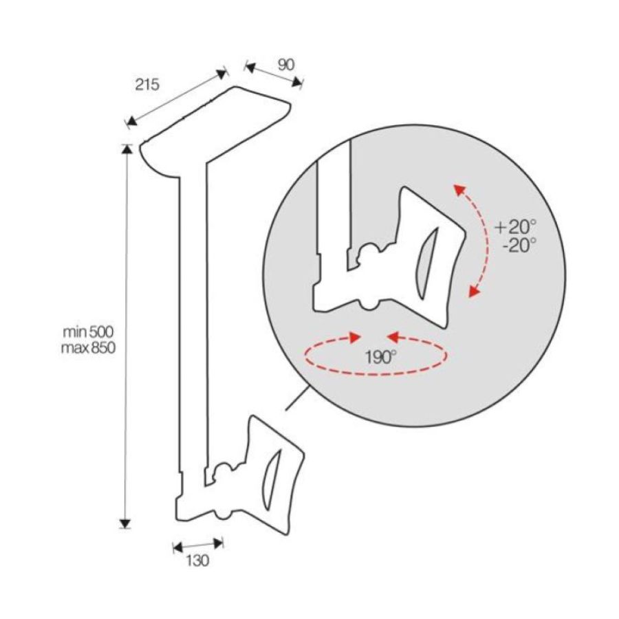Itb solutions staffa da soffitto 32 vesa 100x100 max 20kg