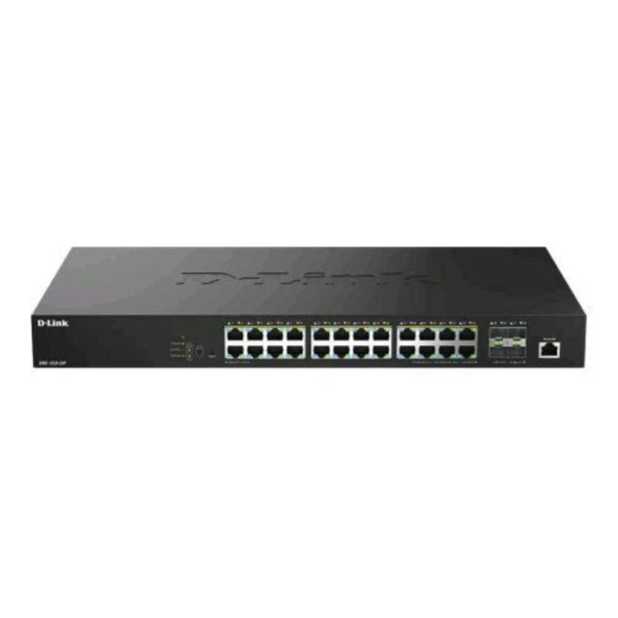 D-link dms-1250-28p switch di rete gestito l2+ 28 porte - 24 x 10/100/1000/2.5g (poe+) + 4 x 10 gigabit sfp+ poe+ (475 w) desktop
