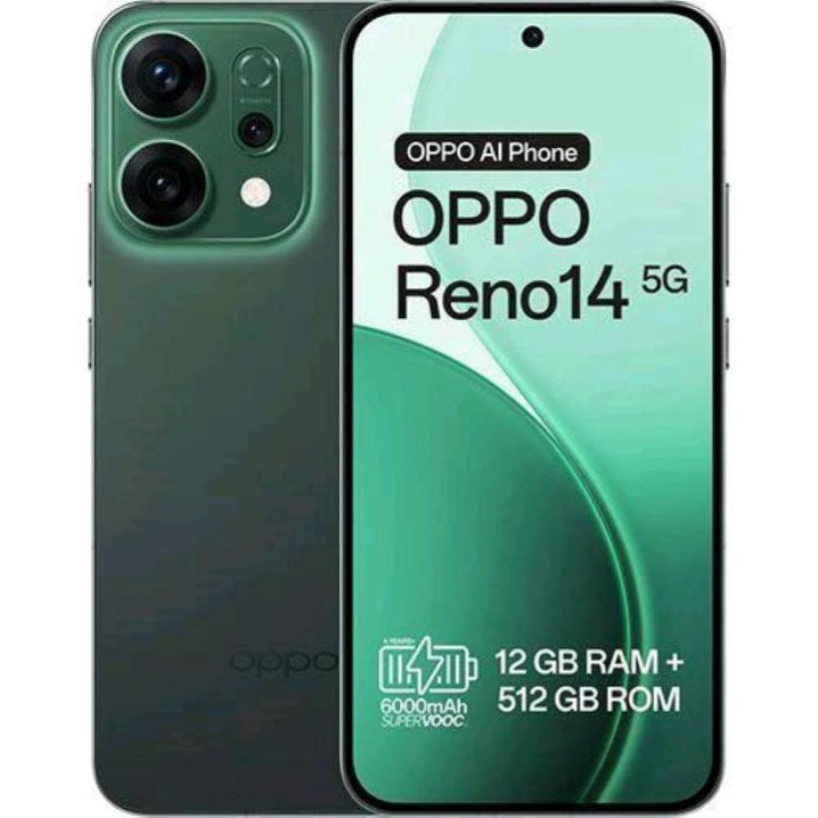 Oppo reno 14 5g dual sim 6.59 octa core 512gb ram 12gb 5g tim luminous green