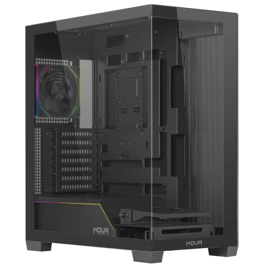 Noua case mid-tower no psu iron vk120 2usb3 1usbc 1fan rgb vetro