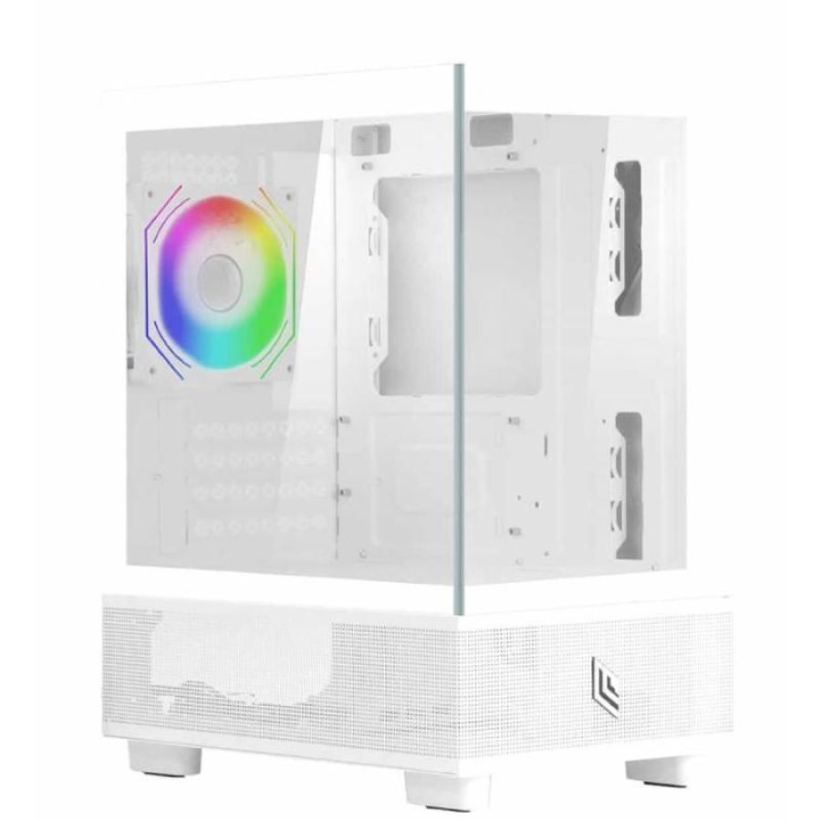 Noua case mid-tower no psu fobia wh 2usb3 1usbc 1fan rgb vetro l202