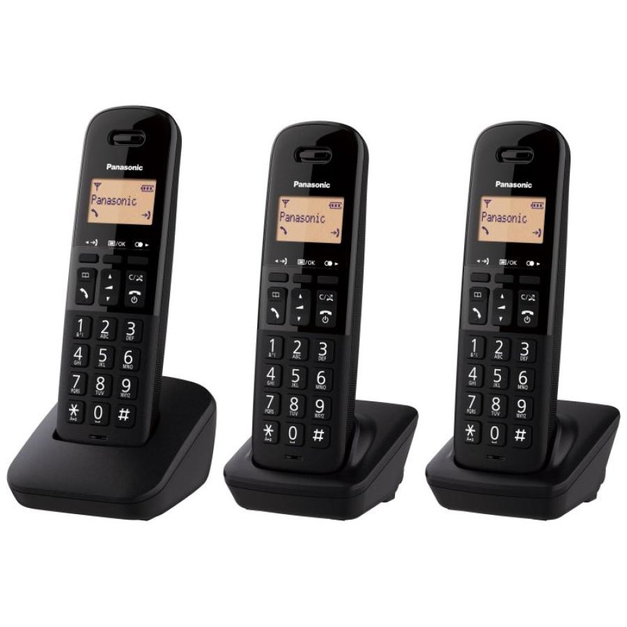 Panasonic telefon0 cordless pan tgb612 nero trio 18ore/id chi./rubrica 50 num.