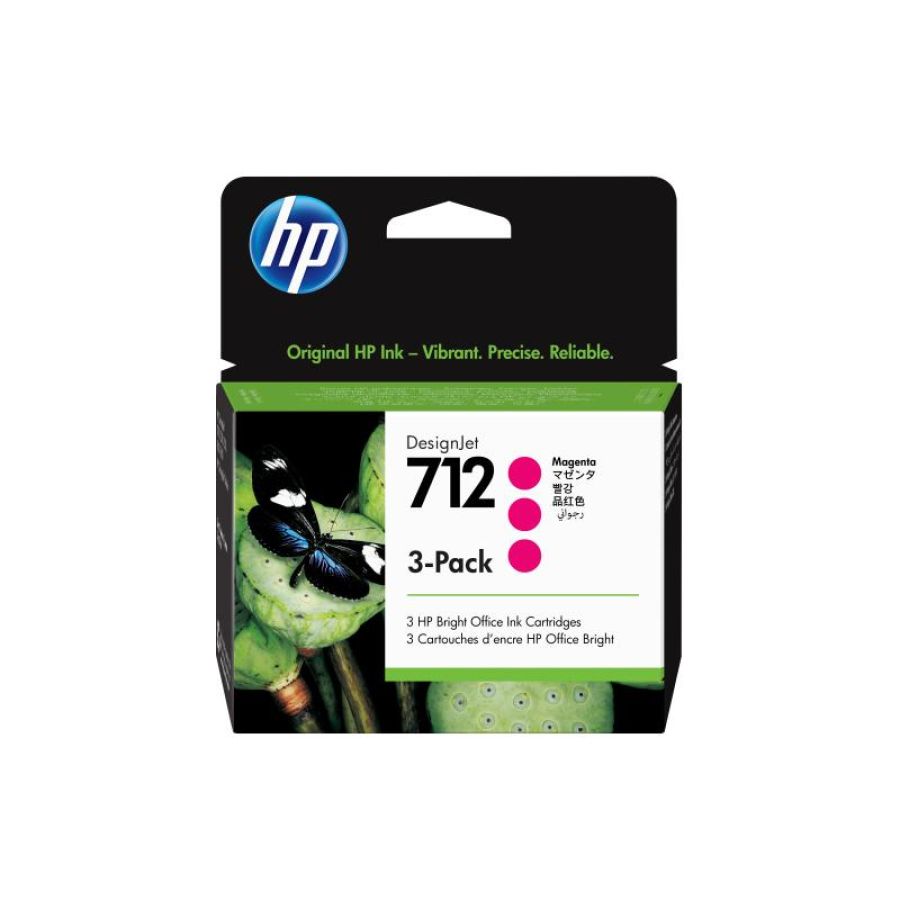 Hp confezione da 3 cartucce di inchiostro magenta originale designjet 712 da 29 ml