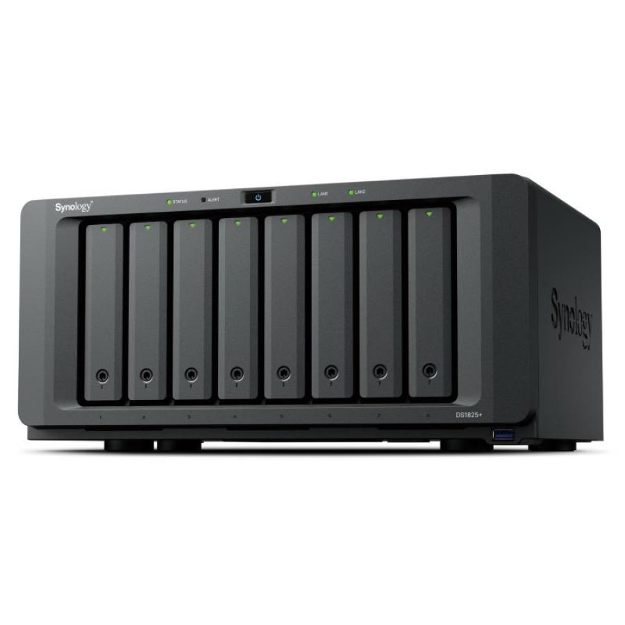 Nas tower synology ds1825+ 8xhdd nohdd 3.5``/2.5`` sata + 2x ssd m.2 nvme 2x2.5gbe 8gb ram cpu 4c 2.2 ghz amd ryzen v1500b