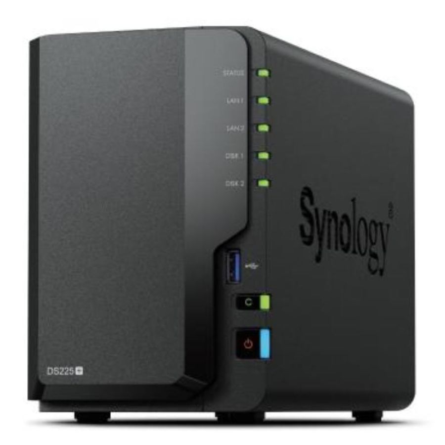 Nas tower synology ds225+ 2xhdd 3.5``/2.5`` sata 1x1gbe 1x2.5gbe 2gb ram cpu 4c 2.0 ghz intel celeron j4125 