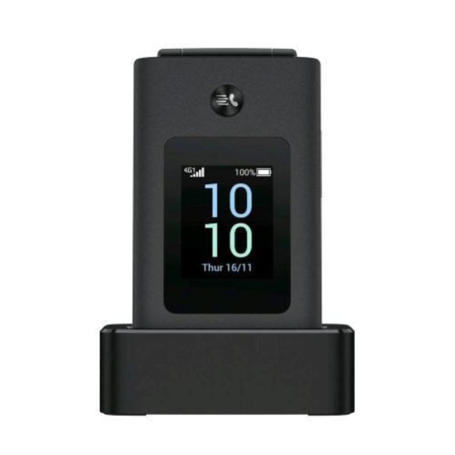 Tcl onetouch 4043 4g dual sim 3.2 clamshell easy phone doppio display basetta di ricarica italia dark night grey