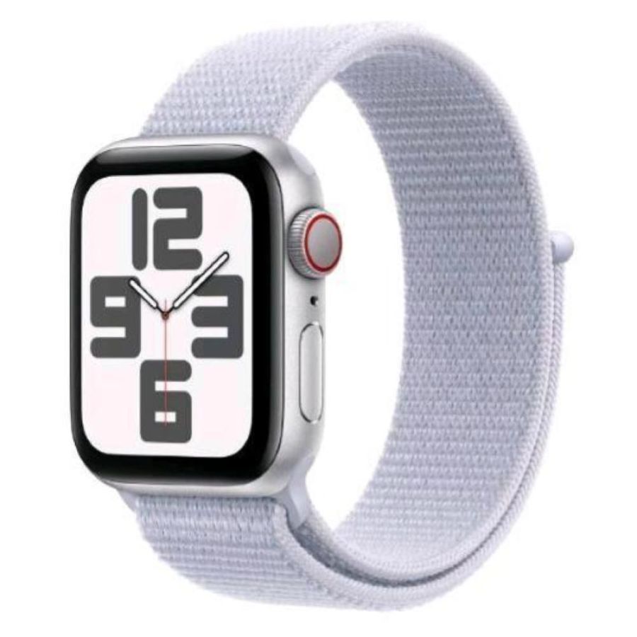 Apple watch se gps + cellular 4g 40mm cassa in alluminio argento cinturino sport loop nuvola azzurra