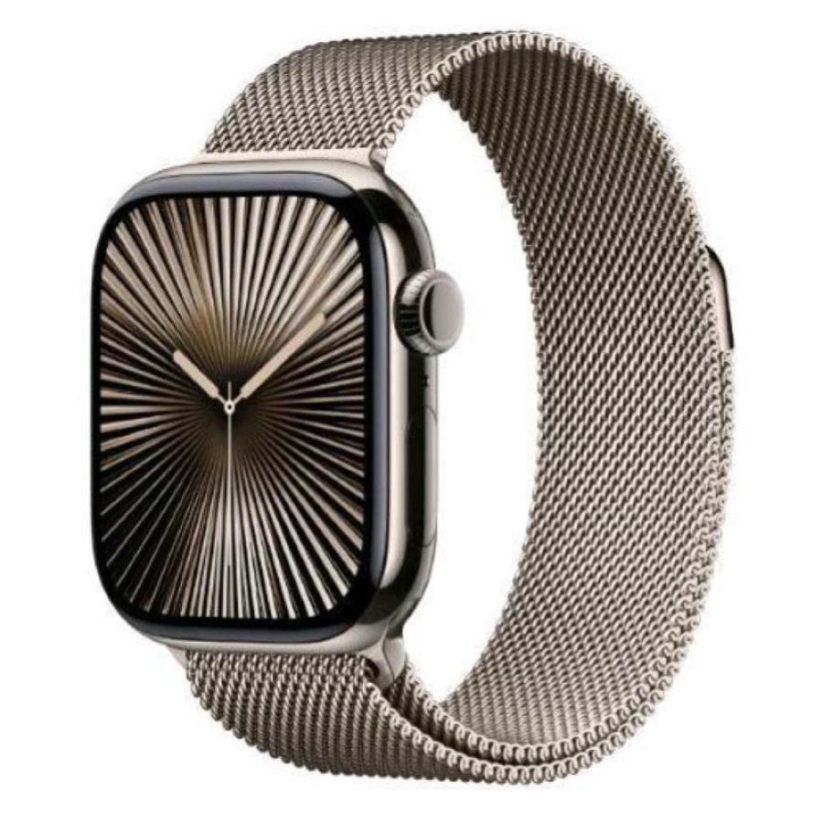 Apple watch series 10 gps + cellular 4g 46mm cassa in titanio naturale cinturino loop milanese titanio naturale - m/l