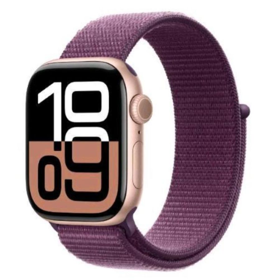 Apple watch series 10 gps + cellular 4g 46mm cassa in alluminio rose gold cinturino sport loop prugna