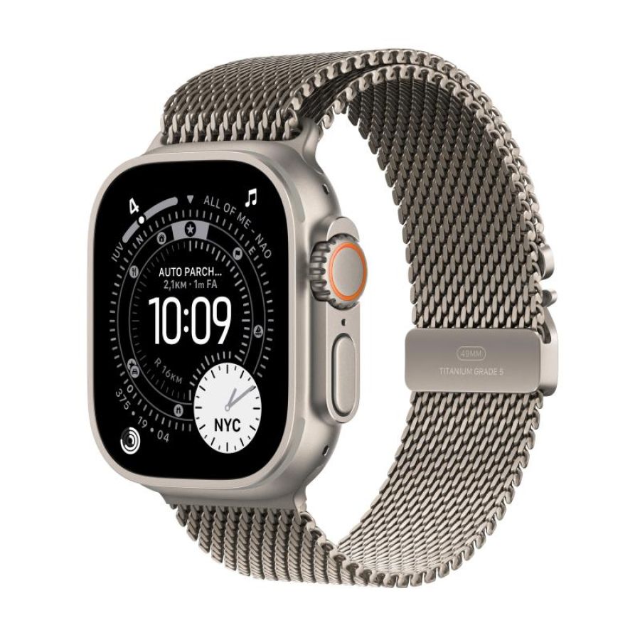 Ap ultra 3 gps + cellular 49mm natural titanium case with natural titanium milanese loop - small
