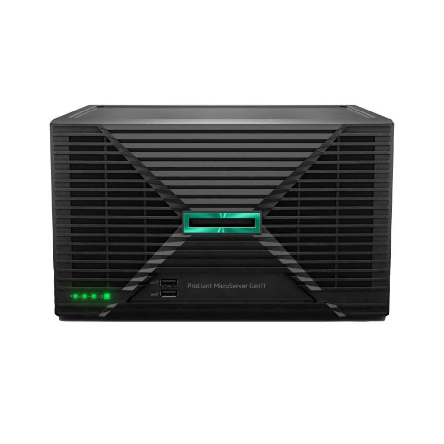 Hpe proliant microserver gen11 e-2434 4-core 1p 16gb-u vroc 4lff-nhp 1tb 180w external ps server