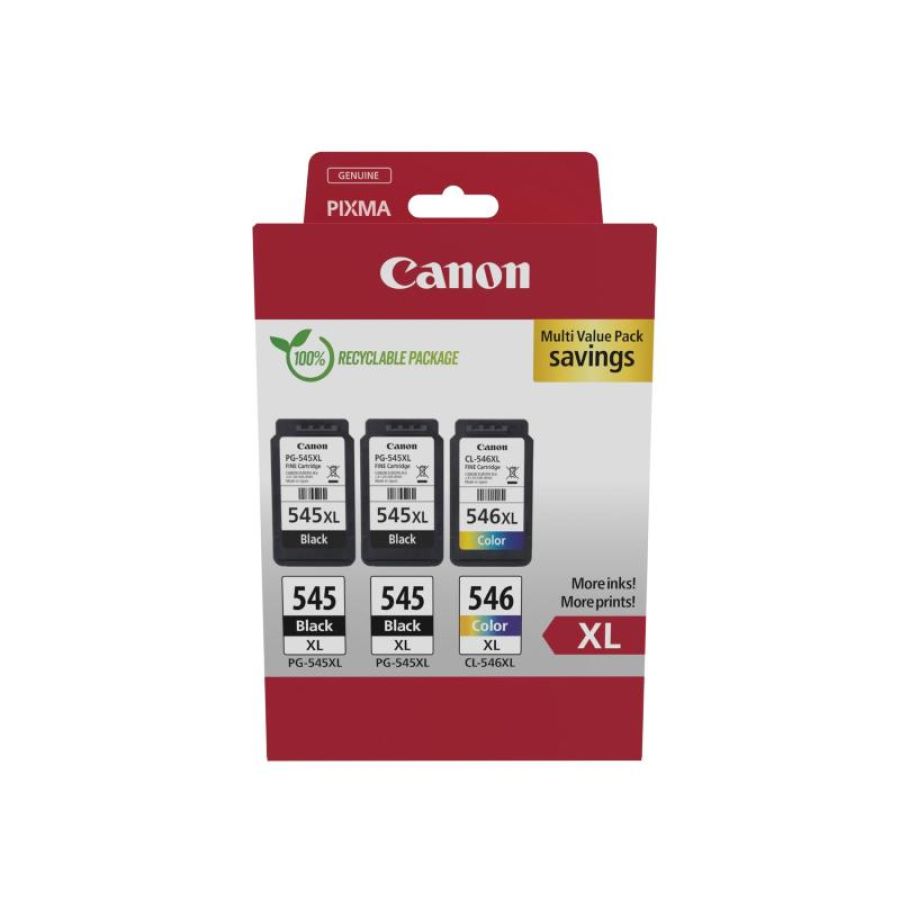 Canon 8286b013 cartuccia d\`inchiostro 3 pz originale resa elevata (xl) nero, ciano, magenta, giallo