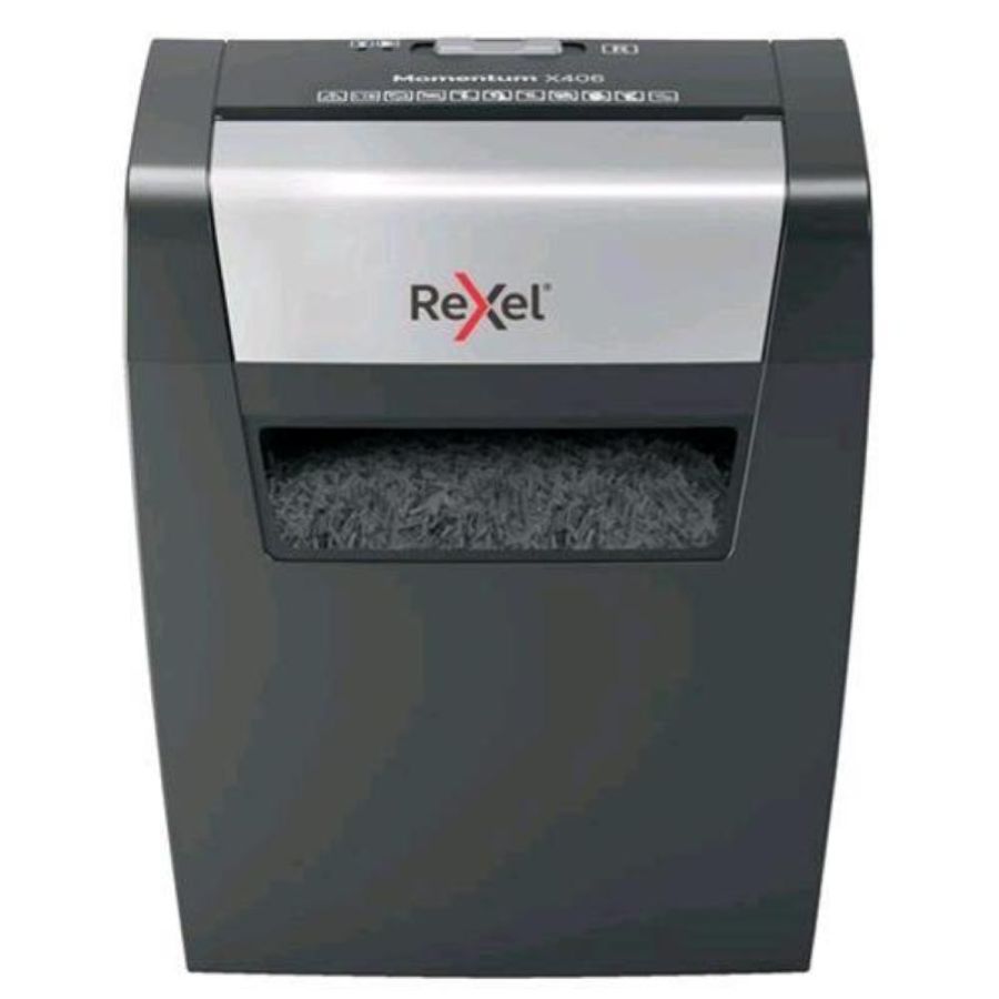 Rexel momentum x406 distruggidocumenti a frammento cestino 15lt capacita` 6 fogli col. grigio