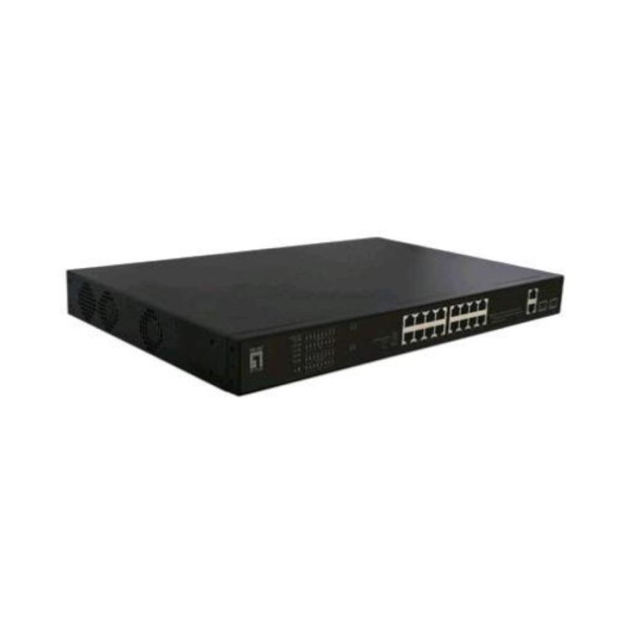 Level one fgp-2031 switch di rete non gestito form rack 1u 16 porte rj 45 10/100 mbps 2 slot sfp supporto poe black