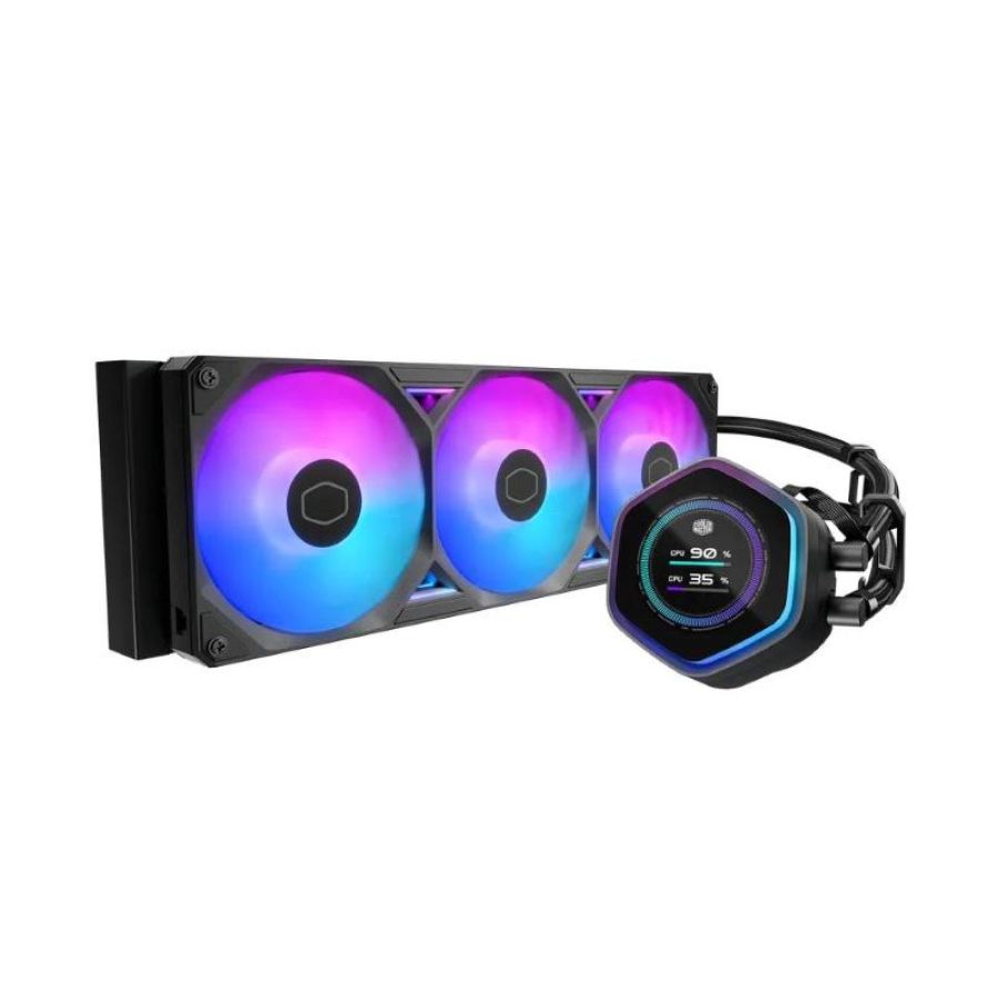 Cooler master dissipatore a liquido atmos ii, 2x120mm argb, kit lcd incl, nero