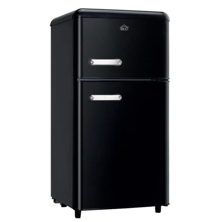 Dcg frigo doppia porta linea retro` 110lt e nero mf110bcdp