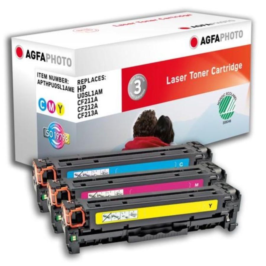 Agfaphoto apthpu0sl1ame cartuccia toner 3 pz ciano, magenta, giallo