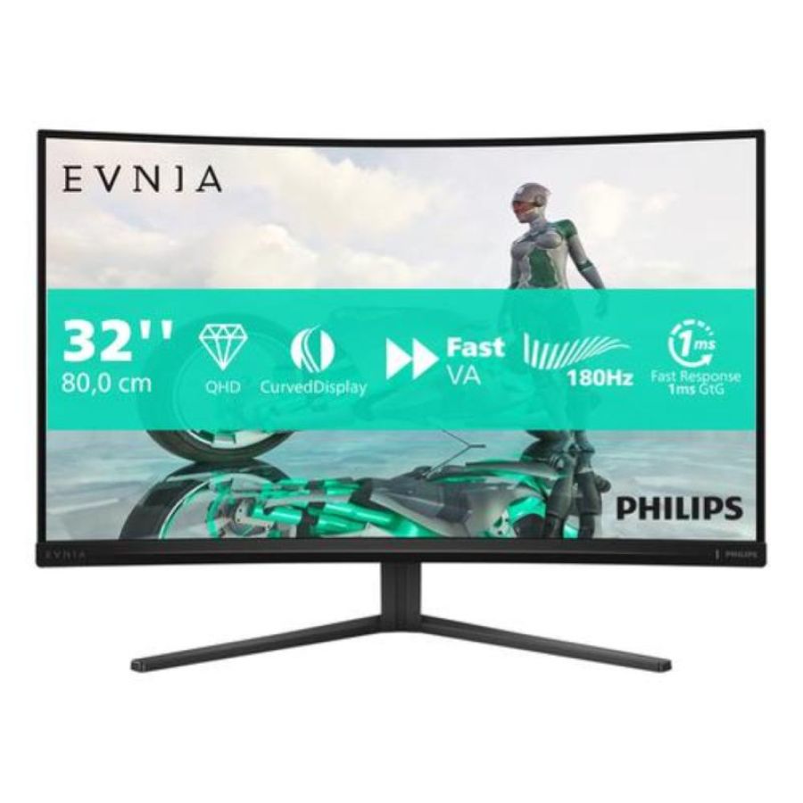 Philips monitor gaming curvo 31,5 led va qhd 16:9 0,5 ms 300 cdm 180hz, envia, dp/hdmi