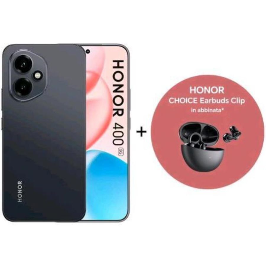Honor 400 5g dual sim 6.55 octa core 512gb ram 8gb 5g italia black + auricolari bluetooth honor choice earbuds clip