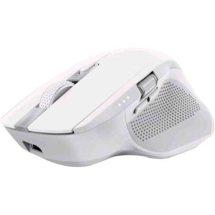 Trust ozaa+ mouse wireless bluetooth + rf 2.4ghz mouse ottico silenzioso multi-dispositivo rotellina laterale ricaricabile bianco