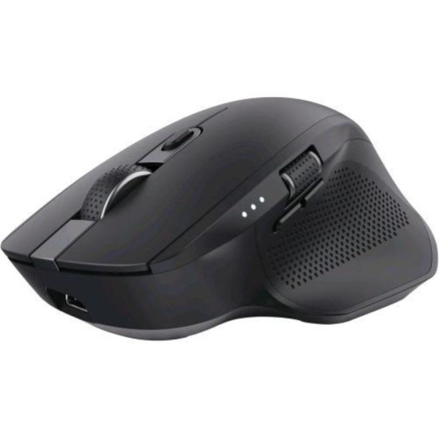 Trust ozaa+ mouse wireless bluetooth + rf 2.4ghz mouse ottico silenzioso multi-dispositivo rotellina laterale ricaricabile nero