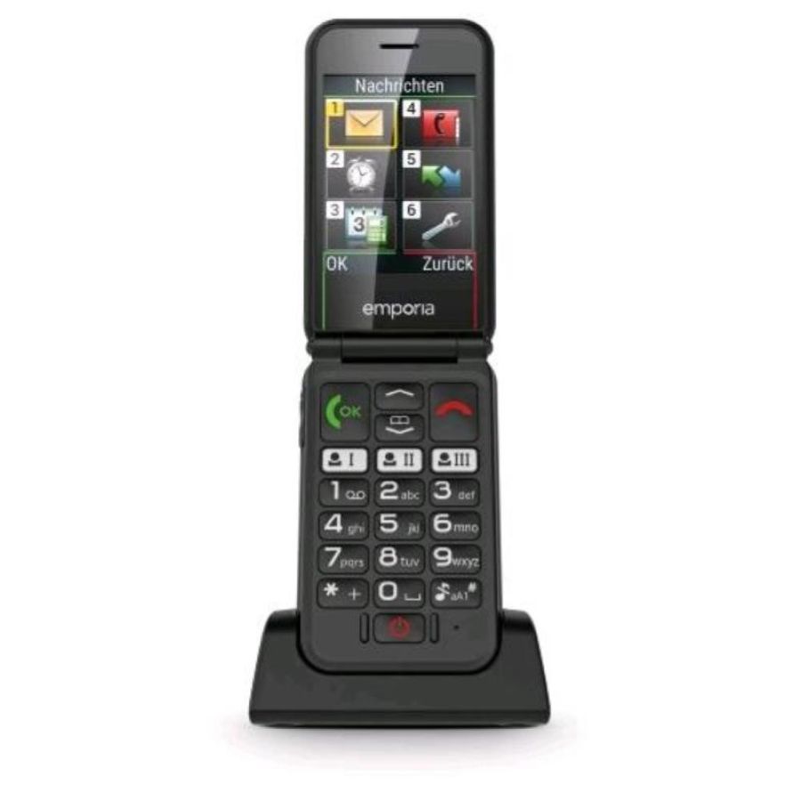 Emporia simplicityglam 2g 2.8 senior phone clamshell tasti selezione rapida menu` ad icone grandi black