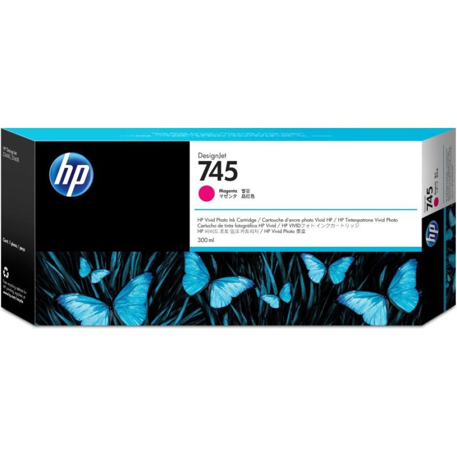 Hp cartuccia inchiostro magenta designjet 745, 300 ml