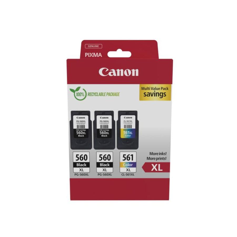 Canon 3712c009 cartuccia d\`inchiostro 3 pz originale resa elevata (xl) nero, ciano, magenta, giallo