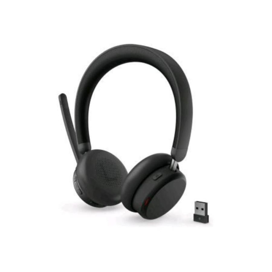 Lenovo 6550 cuffie con microfono over ear bluetooth eliminazione rumore attiva anc usb-c certificato per microsoft teams nero