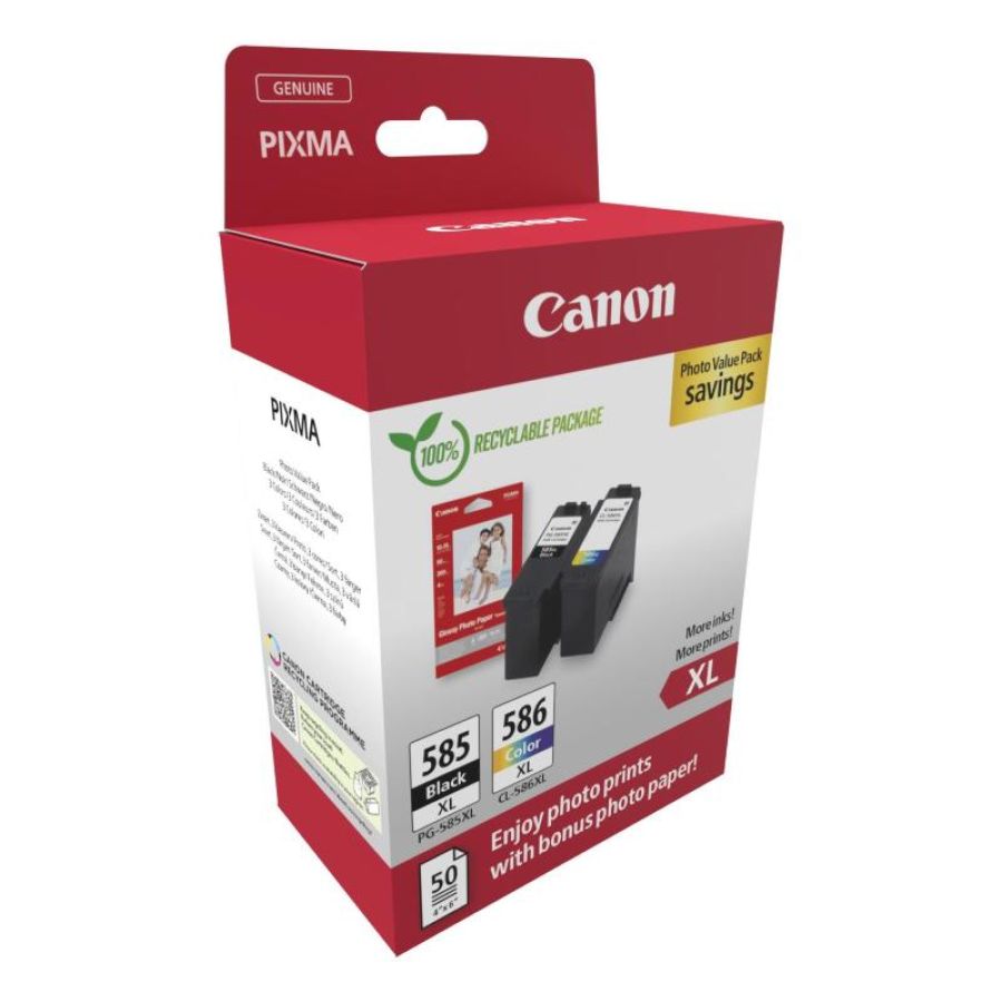 Canon pg-585xl/cl-586 pvp cartuccia d\`inchiostro 2 pz originale resa elevata (xl) nero, ciano, magenta, giallo
