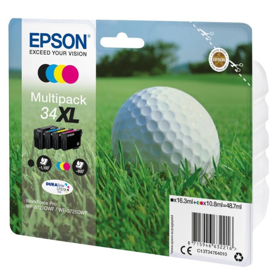 Epson golf ball multipack 4-colours 34xl durabrite ultra ink