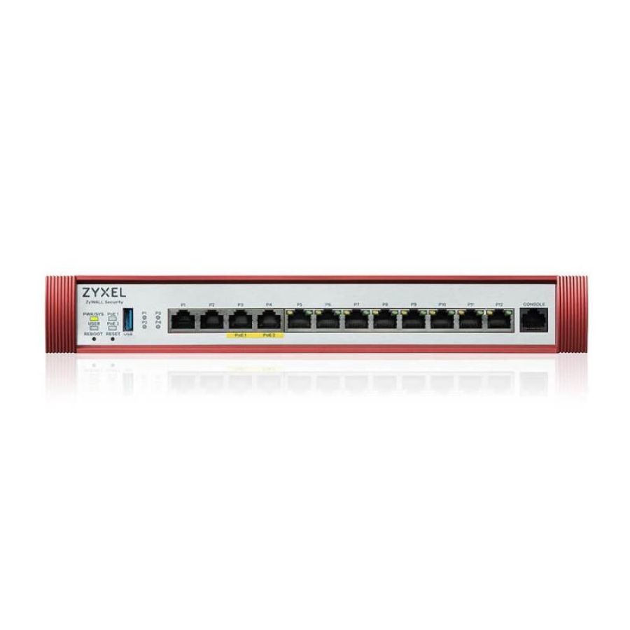 Zyxelfirewall cons. 300 utenti, banda fino a 10gb, 2p2,5gbpoe+2p2,5gb+8pgb lan/wan, rack