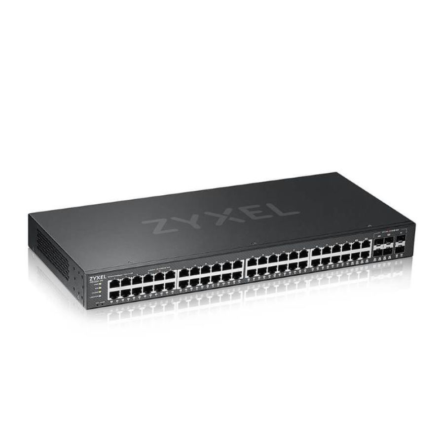 Zyxel switch managed layer 3 lite, 44x gb, 6 sfp, fanless desktop/rack, nflex
