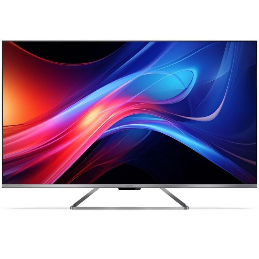 Sharp 55gp7265e - 55 google tv qled 4k - frameless - tv sat certificato - hdr - audio harman kardon - argento - it - telecomando solare