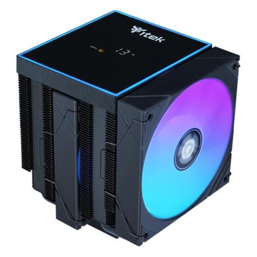 Itek dissipatore ad aria icy-6hatp - skt universale, 250w tdp, 6 heatpipe, 2x12cm fan, argb temp.