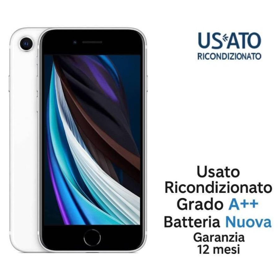 Apple refurbished iphone se 2 128gb ricond. white grado a++ garanzia 1y batt.nuova