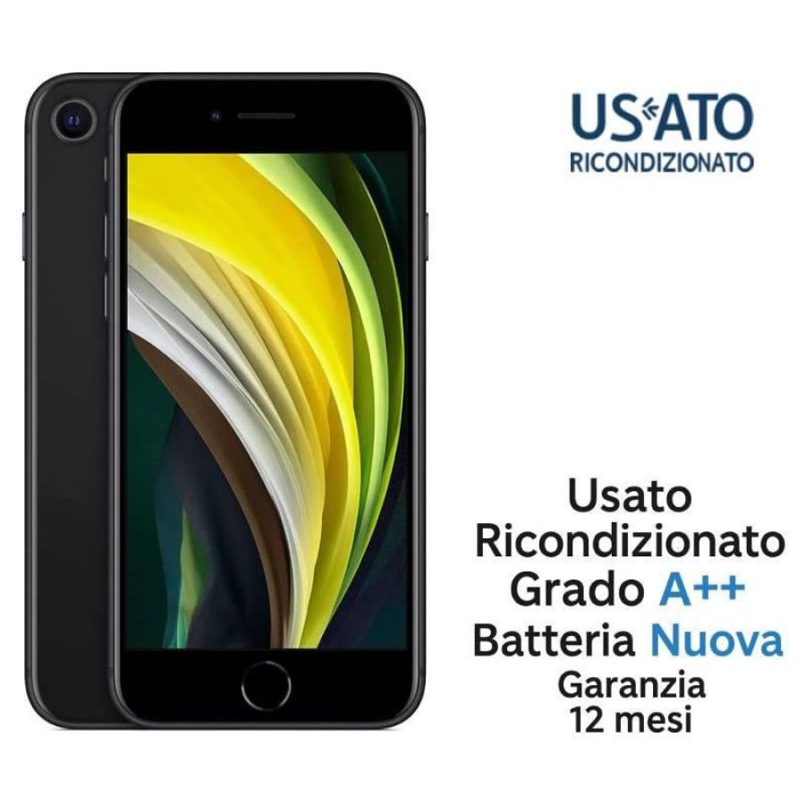 Apple refurbished iphone se 2 256gb ricond. black grado a++ garanzia 1y batt.nuova