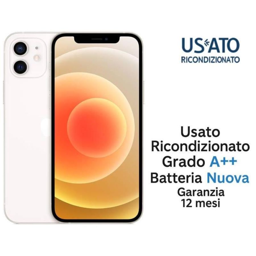 Apple refurbished iphone 12 256gb ricond. white grado a++ garanzia 1y batt.nuova