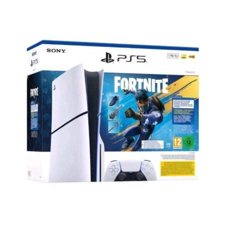 Sony ps5 1tb standard slim white + fortnite flowering chaos