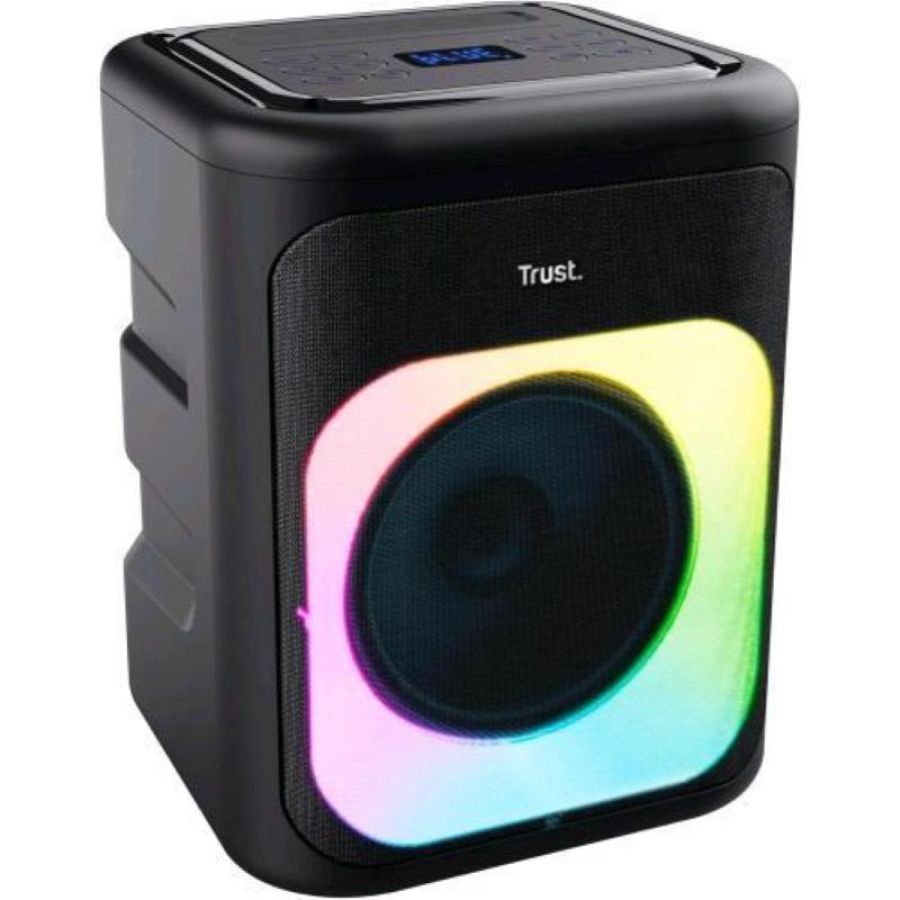 Trust azura wireless party speaker cassa bluetooth portatile tws 100 w led rgb ipx4 ricaricabile durata 11 ore 2 ingressi per microfono karaoke - nero