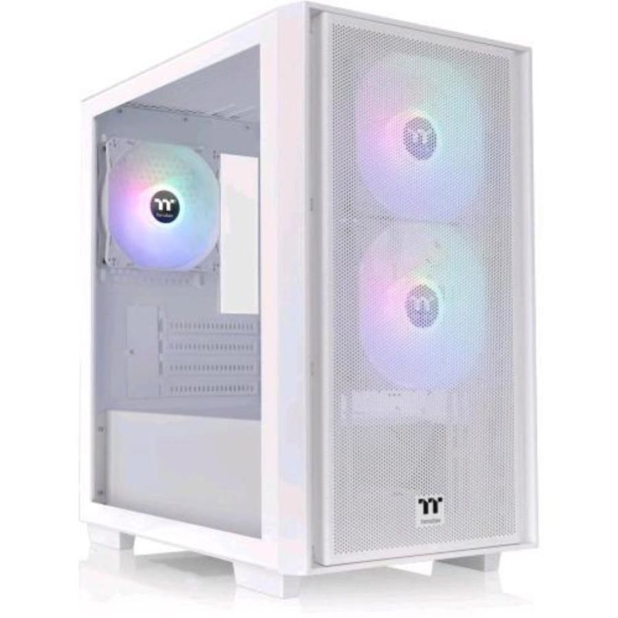 Thermaltake versa h16 tg argb micro tower fontale a rete pannello laterale in vetro temperato 3 ventole argb 120mm snow white