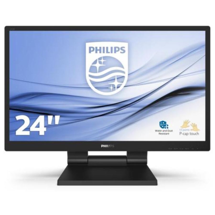 Philips monitor touch 23,8 led ips 16:9 fhd 5ms 250cdm, vga/dvi/dp/hdmi, ip54, multimediale