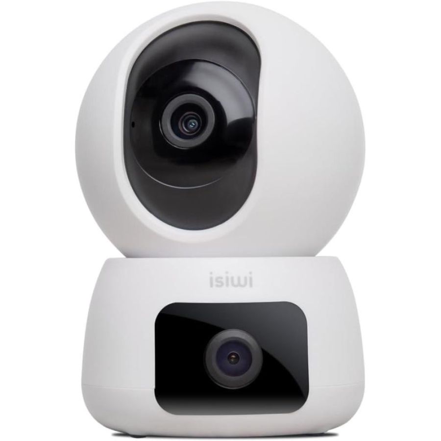 Isiwi telecamera wireless twin doppia ottica 2k dome motorizzata ir led audio bidirezionale sd card