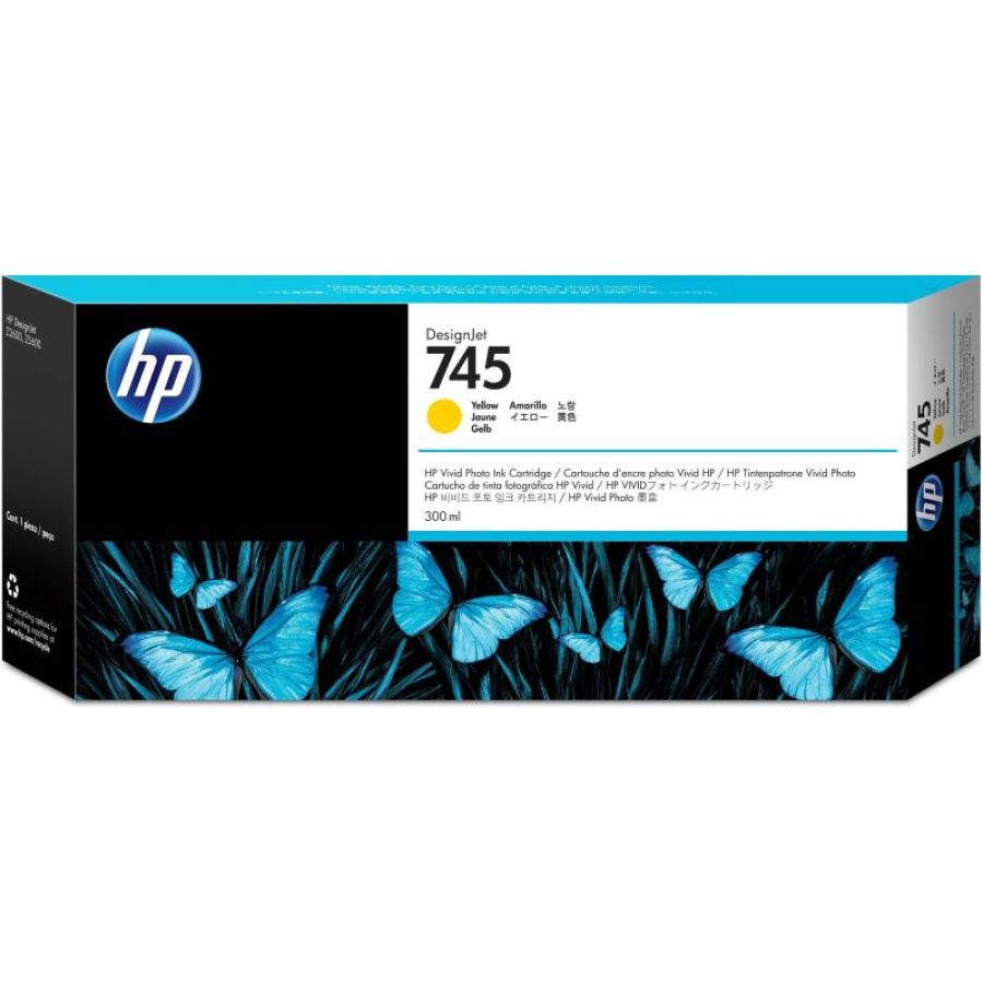 Hp cartuccia inchiostro giallo designjet 745, 300 ml