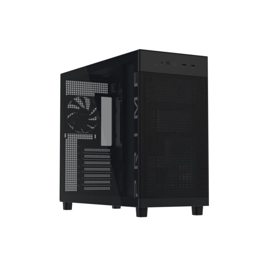 Asustek cabinet atx midi tower asus prime ap303 tg black atx 2x2,5bay 1xcombo-bay 7xslot-esp. vetro lat. 215x425x485mm 90dc00v0-b39010