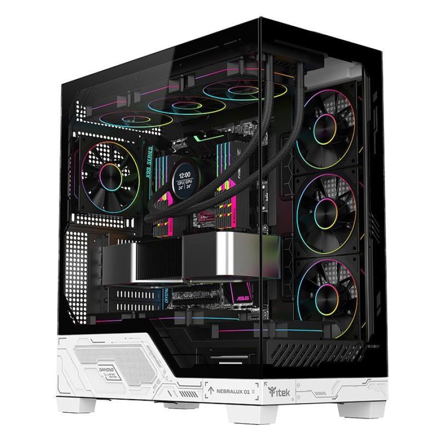 Cabinet itek nebralux 01 - gaming  tower, atx, 4x12cm argb fan,  2xusb3, type-c, temp glass side  & front panel (itgcanl01)