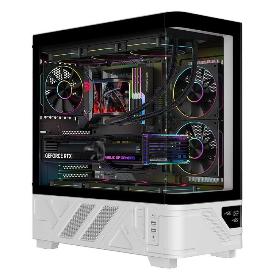 Cabinet itek netron curved - gaming tower, atx, 3x12cm argb fan, 2xusb3, type-c, glass side  & front panel, display (itgcantc01)
