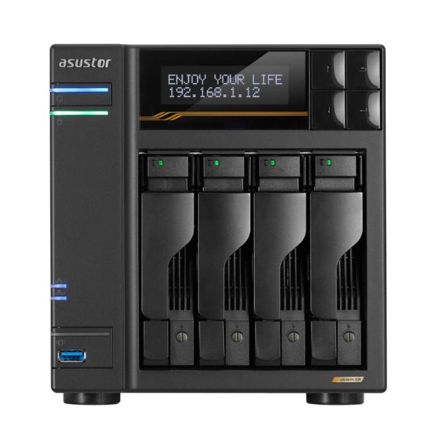 Nas asustor as6804t x 4slot 3.5/2.5>no hd< qc 2,3ghz-16gb ddr5 ecc -2p 5g-2p 10g-5p usb-4x m.2 nvme/sata-gar.5y